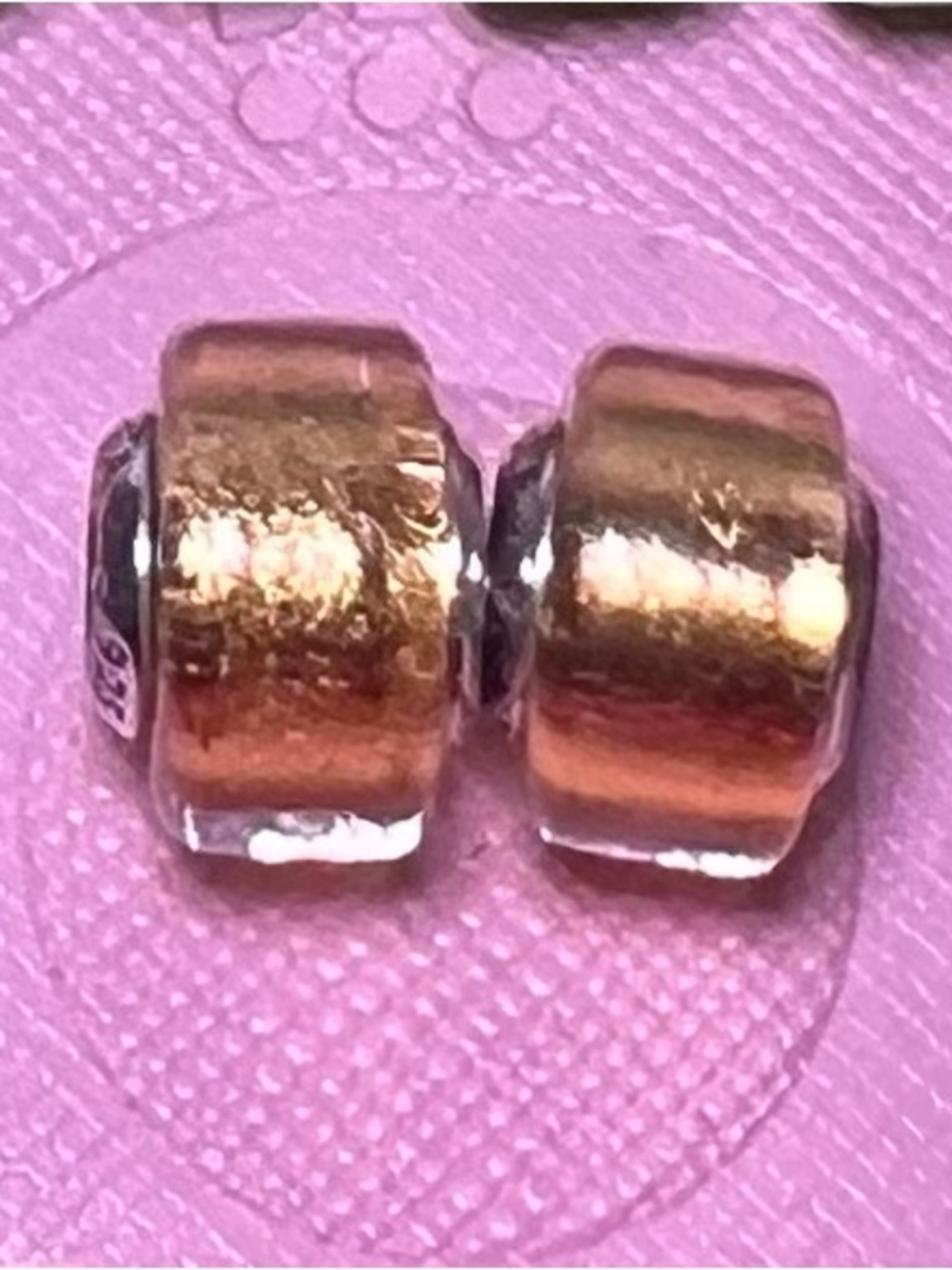 Pandora Gold foil glass charms and KOI charm